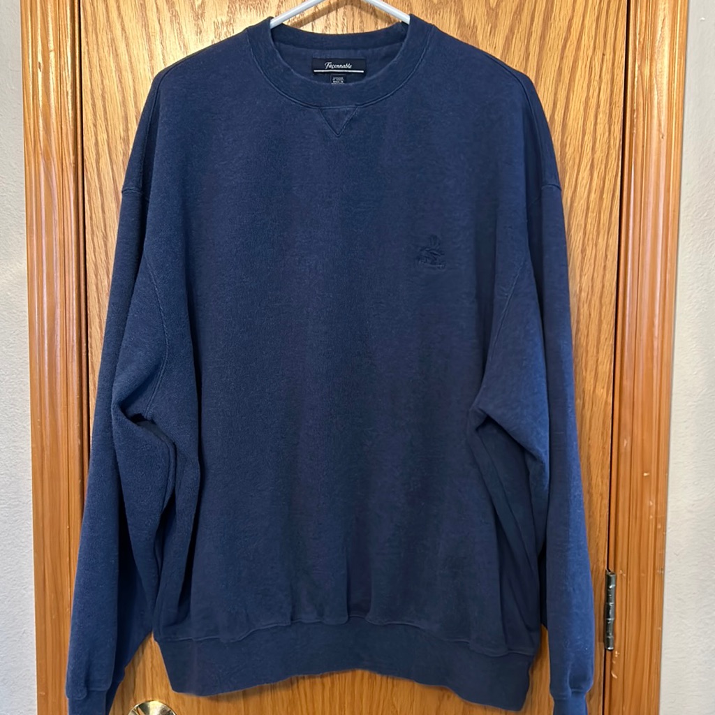 Men’s Faconnable Xxl Blue Fine Knit Sweater